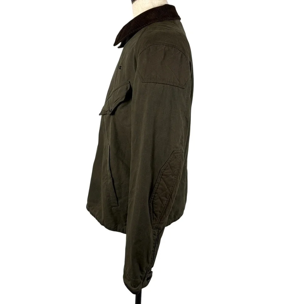 Polo Ralph Lauren Waxed Moto Jacket Mens XL Olive Green Cord Collar Retro NWT